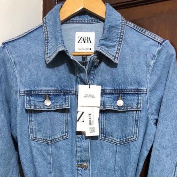 Zara Denim Long Sleeve Dress - Picture 10 of 16